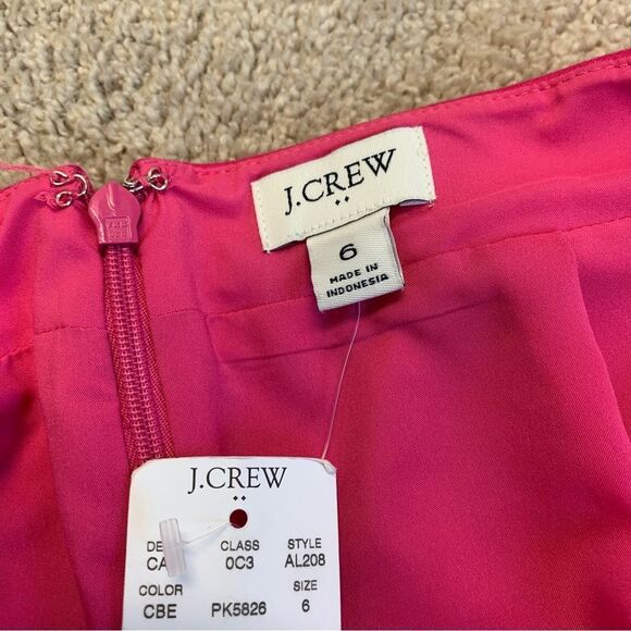 j. Crew hot fuchsia pink scalloped hem pencil skirt Sz 6 NWT - Picture 4 of 9